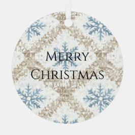 ブルークリームクリスマススノーフレーク メタルオーナメント