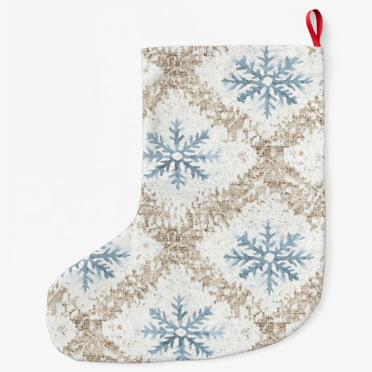 ブルークリームクリスマススノーフレーク ラージクリスマスストッキング (裏面)