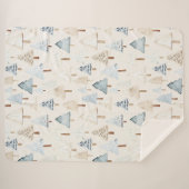 ブルークリームコージークリスマスツリー シェルパブランケット (正面(横))