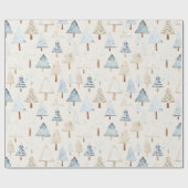 ブルークリームコージークリスマスツリー ラッピングペーパー (フラット)