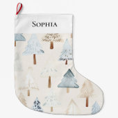 ブルークリームコージークリスマスツリー ラージクリスマスストッキング (正面)