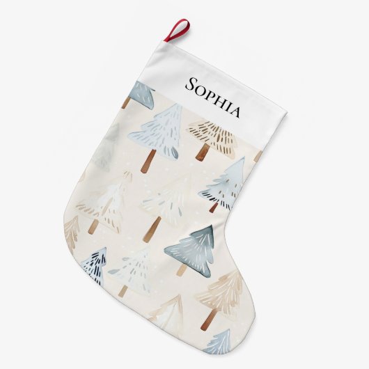 ブルークリームコージークリスマスツリー ラージクリスマスストッキング (正面 (吊り時))