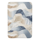 ブルークリームサンドアイボリー抽象芸術ウェーブビーチ バスマット (正面縦)