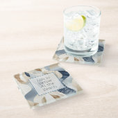 ブルークリームシーサンド抽象芸術 ガラスコースター (アングル)