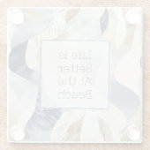 ブルークリームシーサンド抽象芸術 ガラスコースター (裏面)