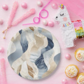 ブルークリームシーサンド抽象芸術 ペーパープレート (パーティー)