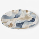 ブルークリームシーサンド抽象芸術 ペーパープレート (アングル)