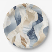 ブルークリームシーサンド抽象芸術 ペーパープレート (正面)