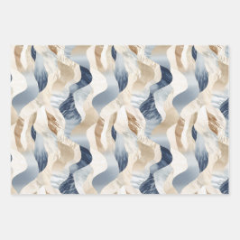 ブルークリームシーサンド抽象芸術 ラッピングペーパーシート