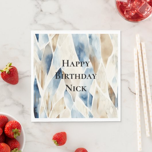 ブルークリームシーサンド海セレニティ誕生日 スタンダードランチョンナプキン (インサイチュ)