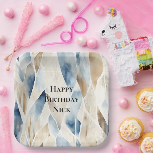 ブルークリームシーサンド海セレニティ誕生日 ペーパープレート (パーティー)