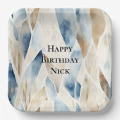 ブルークリームシーサンド海セレニティ誕生日 ペーパープレート (正面)