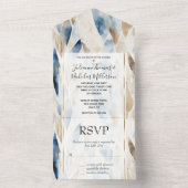 ブルークリームシーサンド海ビーチ オールインワン招待状 (内側)