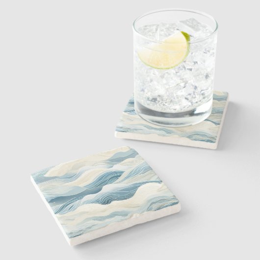 ブルークリームシーサンド海 ストーンコースター (横)