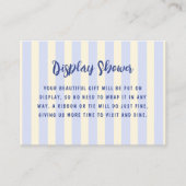 ブルークリームストライプのブライダルシャワー表示シャワー エンクロージャーカード (正面)