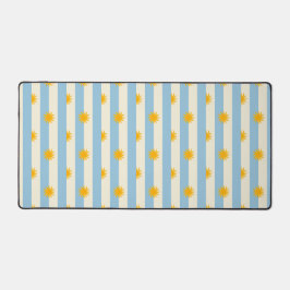 ブルークリームストライプゴールドサン・バーストデスクマット デスクマット