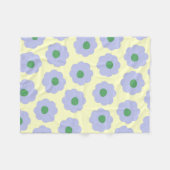 ブルークリームトロピカルフローラ春夏 フリースブランケット (正面(横))