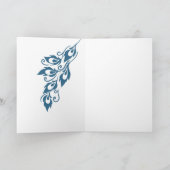 ブルークリームピーコックフェザー誕生日 カード (内部)