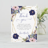 ブルークリームフラワーフレーム誕生日 サンキューカード (スタンド正面)