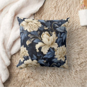 ブルークリームフローラ牡丹 クッション (ブランケット)