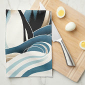 ブルークリームペンギンの森の冬の夜 キッチンタオル (四つ折り)