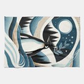 ブルークリームペンギンの森の冬の夜 キッチンタオル (横)