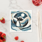 ブルークリームペンギンの森の冬の夜 スタンダードカクテルナプキン (インサイチュ)