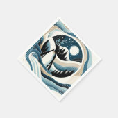 ブルークリームペンギンの森の冬の夜 スタンダードカクテルナプキン (角)