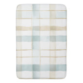 ブルークリームホワイトプレイドブライダルシャワー バスマット (正面縦)