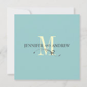 ブルークリーム セーブ・ザ・デート モノグラム アナウンスメント 招待状 (裏面)