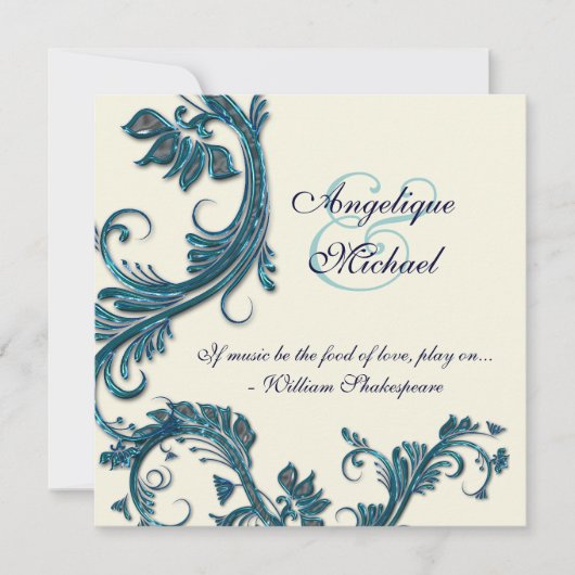 ブルークリ結婚ームの記念日婚約 招待状 (正面)