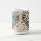 ブルークリ華美ーム金ゴールドフローラハート コーヒーマグカップ (中央)