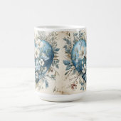 ブルークリ華美ーム金ゴールドフローラハート コーヒーマグカップ (中央)