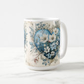 ブルークリ華美ーム金ゴールドフローラハート コーヒーマグカップ (正面右)