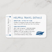 ブルークルーズチケットボーディングパスプレイスエスコートカード プレイスカード (裏面)