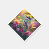 ブルークレステッド虹翼サンバードファンタジー鳥 スタンダードカクテルナプキン (角)