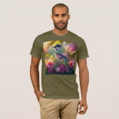 ブルークレステッド虹翼サンバードファンタジー鳥 Tシャツ (正面フル)