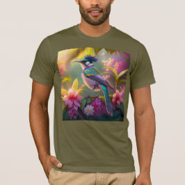 ブルークレステッド虹翼サンバードファンタジー鳥 Tシャツ