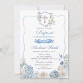 ブルークレストとフローラバプテスマ&ファースト誕生日 招待状 (正面)