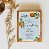 ブルークレメンチンオレンジ小さなかわいこちゃん赤ちゃんシャワー 招待状