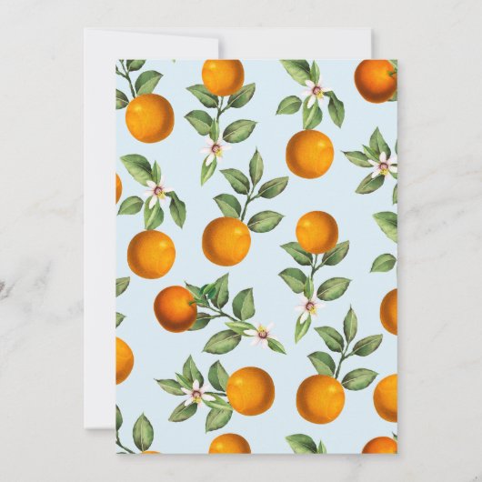 ブルークレメンチンオレンジ小さなかわいこちゃん赤ちゃんシャワー 招待状 (裏面)