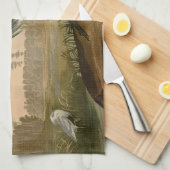 ブルークレーンヘロンアウドボン絵画ズ キッチンタオル (四つ折り)