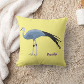 ブルークレーン鳥の漫画イラストレーション クッション (ブランケット)