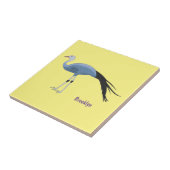 ブルークレーン鳥の漫画イラストレーション タイル (側面)