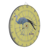 ブルークレーン鳥の漫画イラストレーション ダーツボード (正面左)