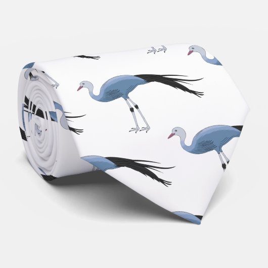 ブルークレーン鳥の漫画イラストレーション ネクタイ (ロール)