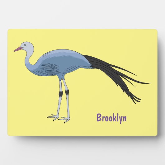 ブルークレーン鳥の漫画イラストレーション フォトプラーク (正面)