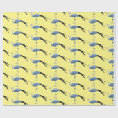 ブルークレーン鳥の漫画イラストレーション ラッピングペーパー (フラット)