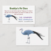 ブルークレーン鳥の漫画イラストレーション 名刺 (正面/裏面)