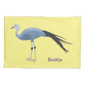 ブルークレーン鳥の漫画イラストレーション 枕カバー (裏面)